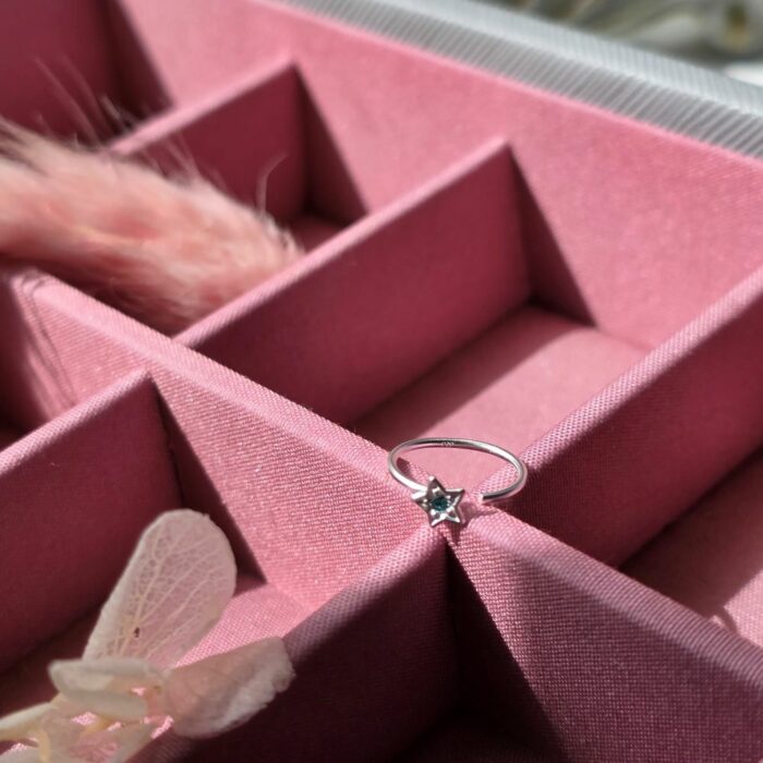 Cleo Sparkling Blue Star Nose Ring in Sterling Silver - Image 4