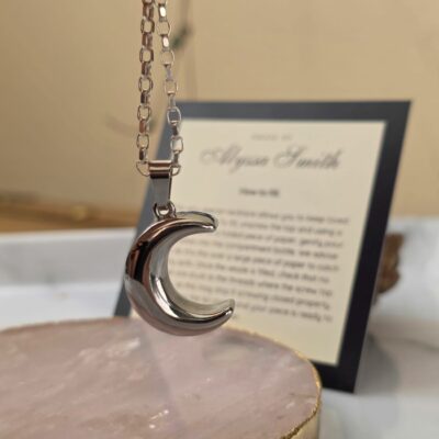 Crescent Moon Urn Necklace for Ashes and Hair/Fur on Sterling Silver Chunky Open Link Chain