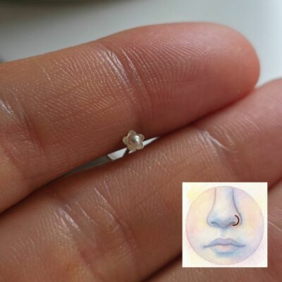 Dafney Pearly Twist Nose Stud in Sterling Silver