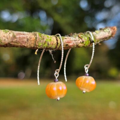Down at the Pumpkin Patch Long Sparkle Hook Drop Earrings in Sterling Silver