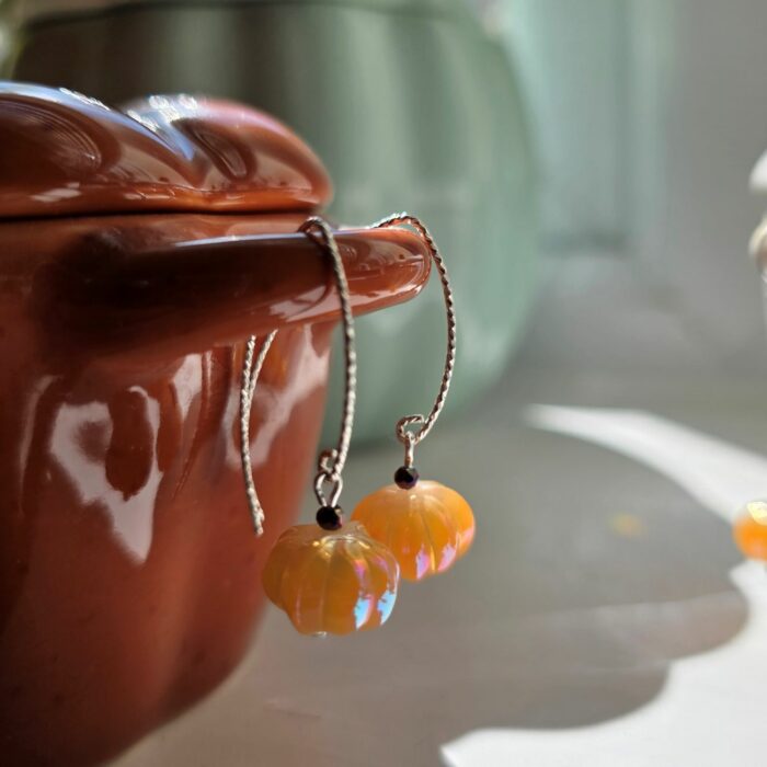 Down at the Pumpkin Patch Long Sparkle Hook Drop Earrings in Sterling Silver - Image 3