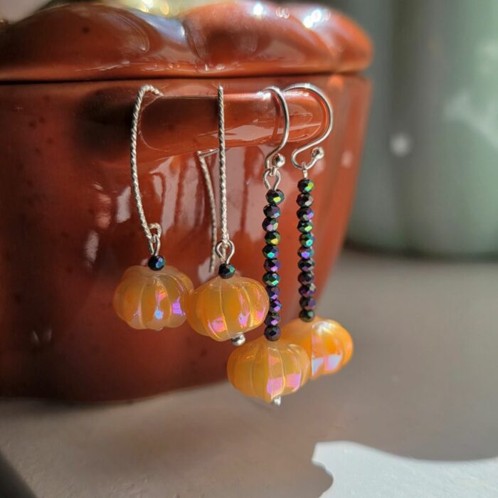 Down at the Pumpkin Patch Long Sparkle Hook Drop Earrings in Sterling Silver - Image 2