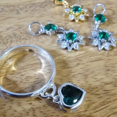 Emerald City Heart Adjustable Ring in Sterling Silver