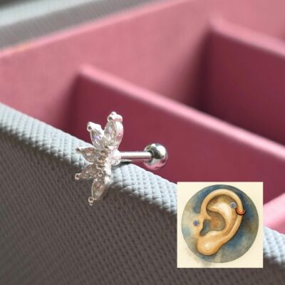 Gatsby Helix and Tragus Stud in Sterling Silver