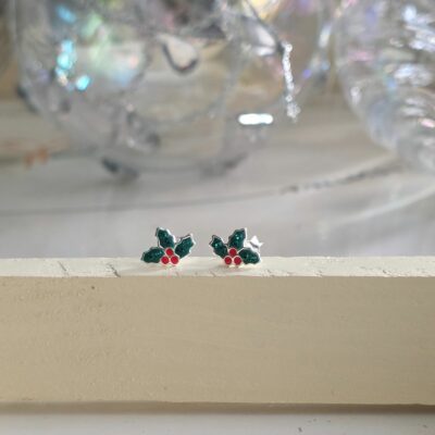 Glittering Vintage Holly Studs in Sterling Silver