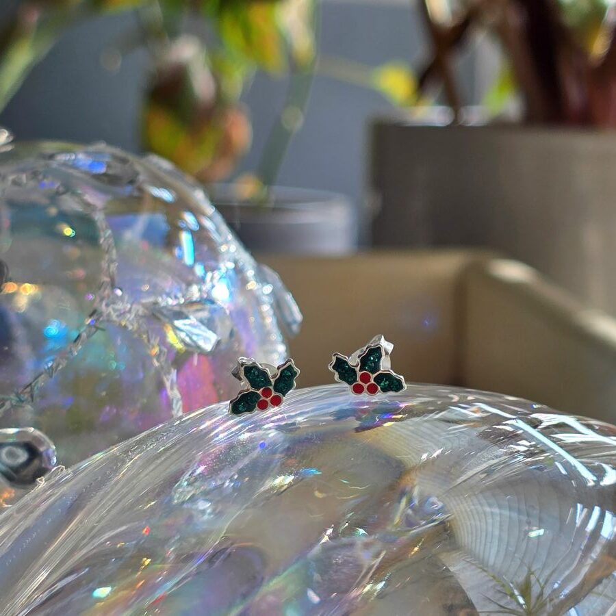 Glittering Vintage Holly Studs in Sterling Silver - Image 3