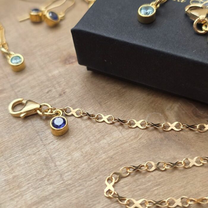 Golden Infinity Link Birthstone Bracelet- Pick Your Birthstone - Image 5