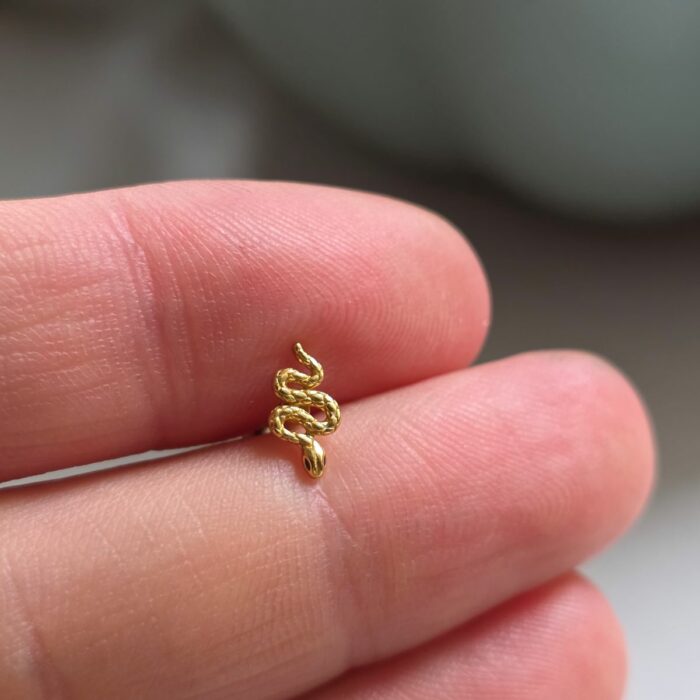 Golden Year of the Snake Helix and Tragus Stud in Sterling Silver - Image 2