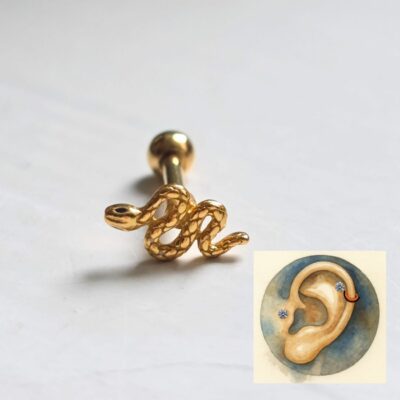 Golden Year of the Snake Helix and Tragus Stud in Sterling Silver