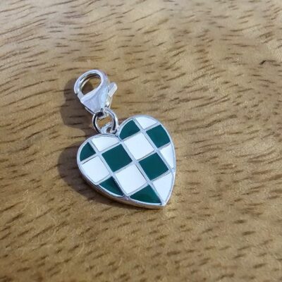 Heritage Chequered Enamel Racing Charm in Sterling Silver - Green