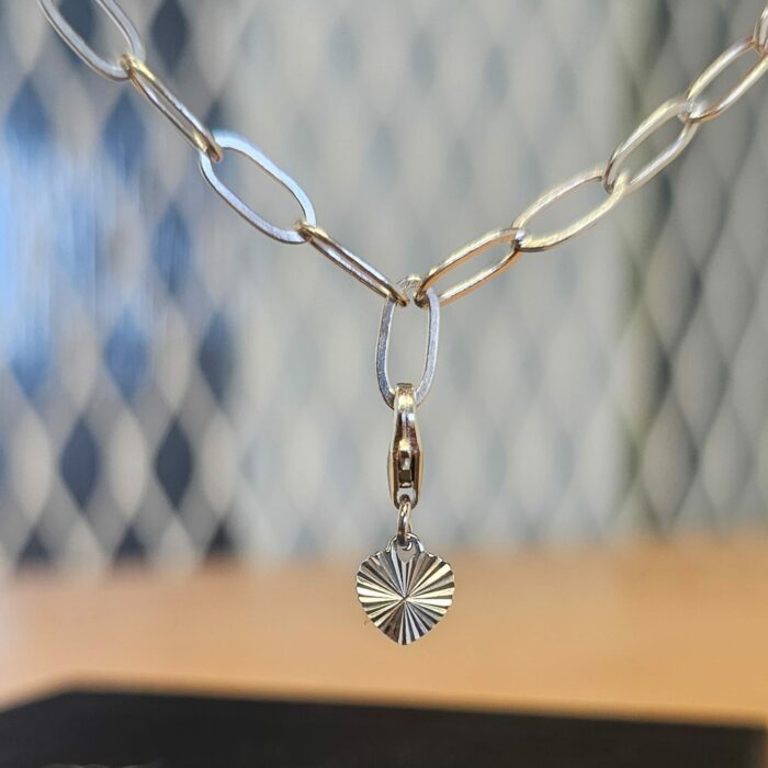 Tiny Starburst Heart Charm in Sterling Silver - Image 2