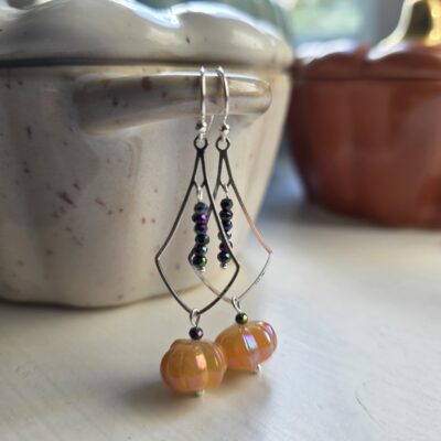 Down at the Pumpkin Patch Long Chandelier Drop Earrings in Sterling Silver