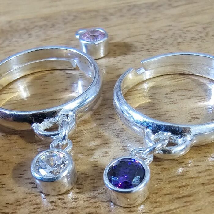 Ladies Adjustable Sterling Silver Birthstone Ring - Pick Your Month - Image 10