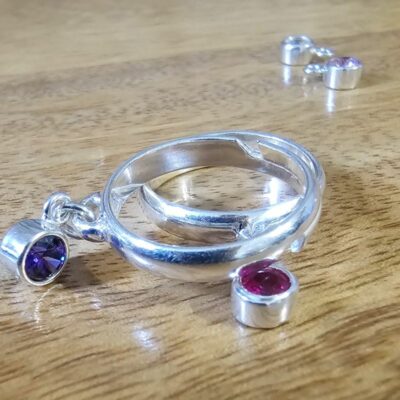 Ladies Adjustable Sterling Silver Birthstone Ring - Pick Your Month