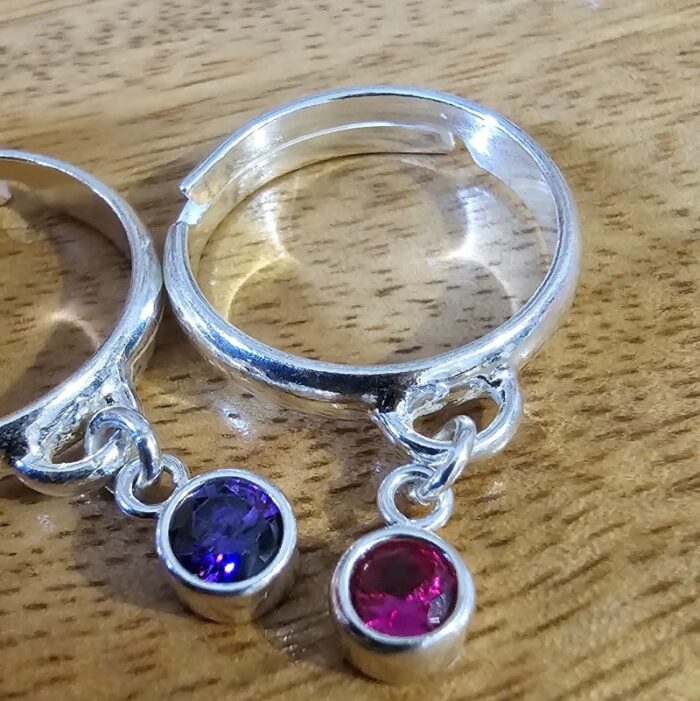 Ladies Adjustable Sterling Silver Birthstone Ring - Pick Your Month - Image 9