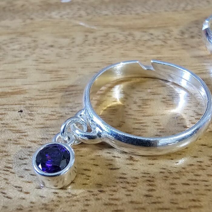 Ladies Adjustable Sterling Silver Birthstone Ring - Pick Your Month - Image 5
