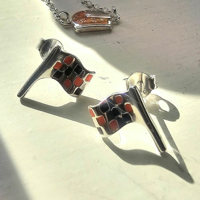 McLaren Inspired Flag Studs in Sterling Silver - Image 3