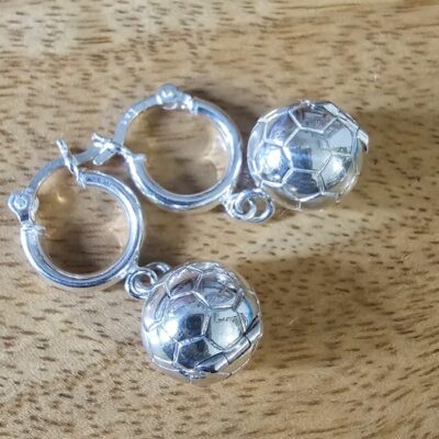 Opening Football Locket Huggie Hoops in Sterling Silver