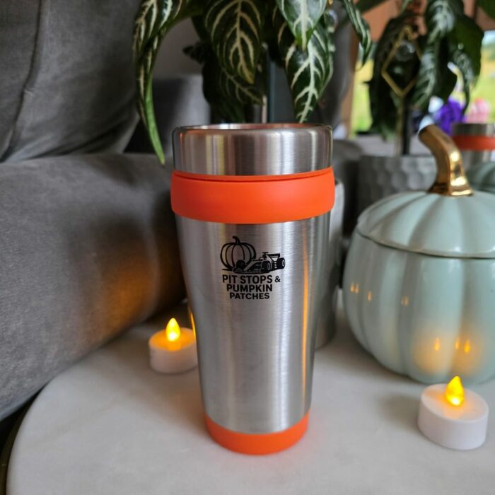 Pit Stops and Pumpkin Patches Double Wall Insulated Hot and Cold travel Mug 410ml - Image 3