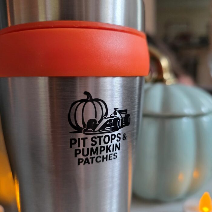Pit Stops and Pumpkin Patches Double Wall Insulated Hot and Cold travel Mug 410ml - Image 2