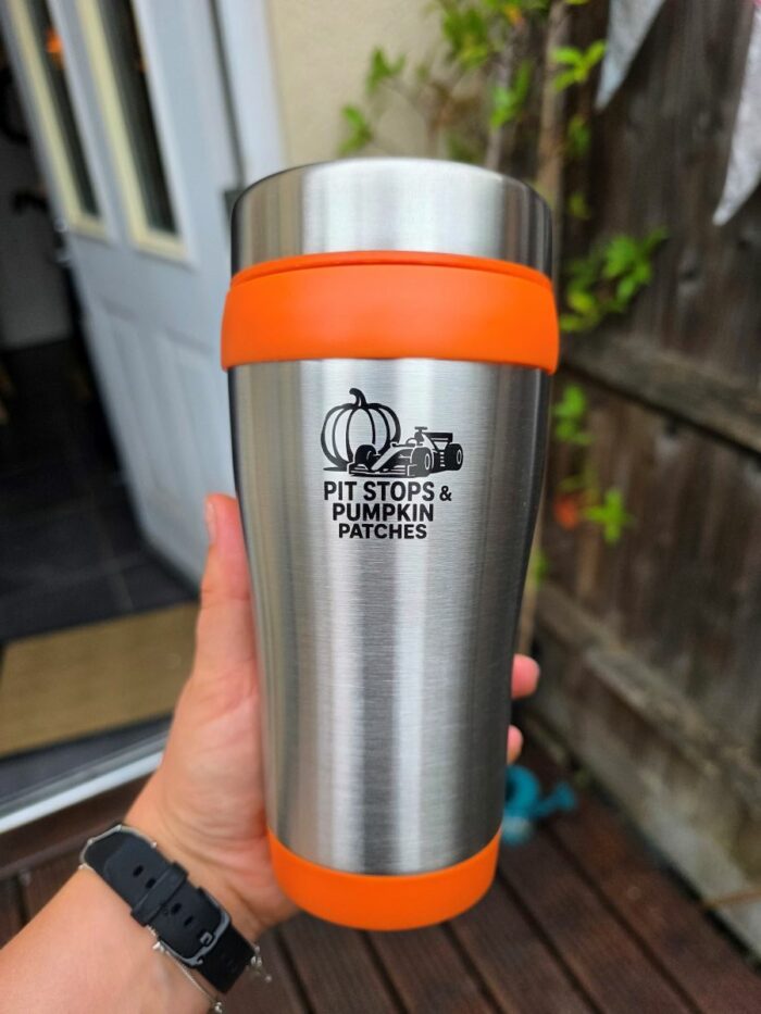 Pit Stops and Pumpkin Patches Double Wall Insulated Hot and Cold travel Mug 410ml - Image 4