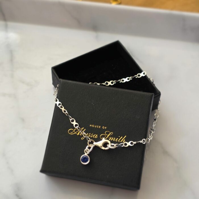 Silver Infinity Link Birthstone Bracelet- Pick Your Birthstone - Image 2