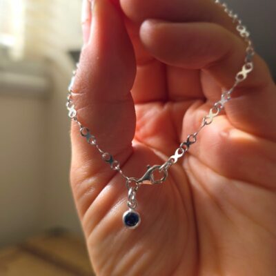 Silver Infinity Link Birthstone Bracelet- Pick Your Birthstone