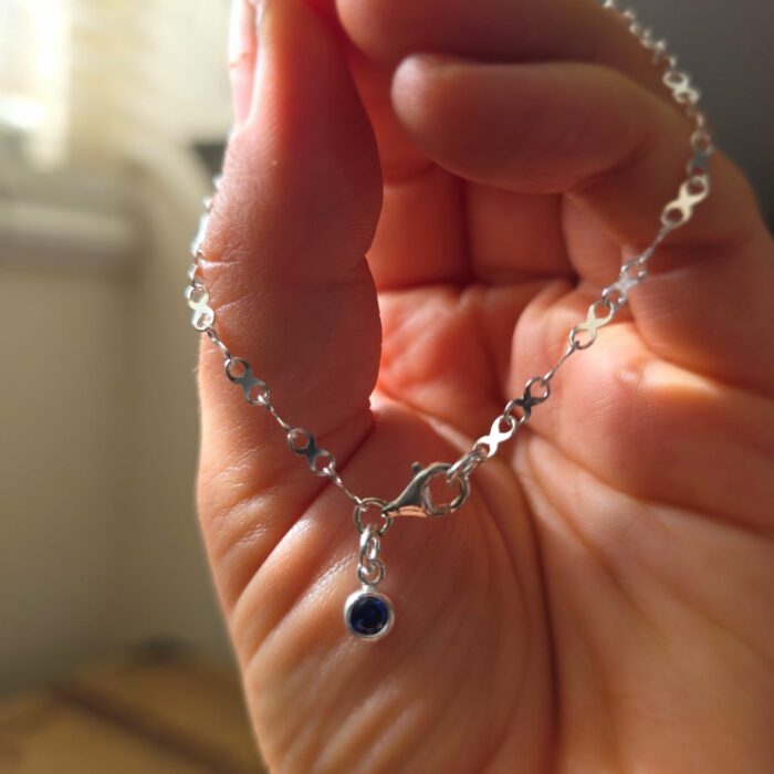 Silver Infinity Link Birthstone Bracelet- Pick Your Birthstone