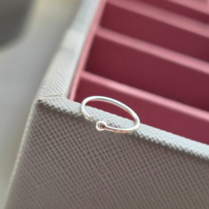 Simple Hammered Nose Ring in Sterling Silver - Image 2