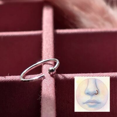Simple Hammered Nose Ring in Sterling Silver