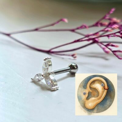 Sparkling Catherine Wheel Helix and Tragus Stud in Sterling Silver