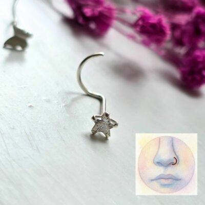 Sparkling Twink Star Nose Piercing Sterling Silver