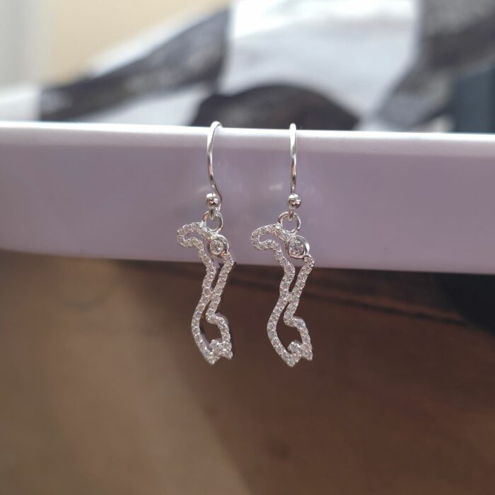 Stone Set Sparkling Monaco Sterling Silver Drop Earrings - Image 3