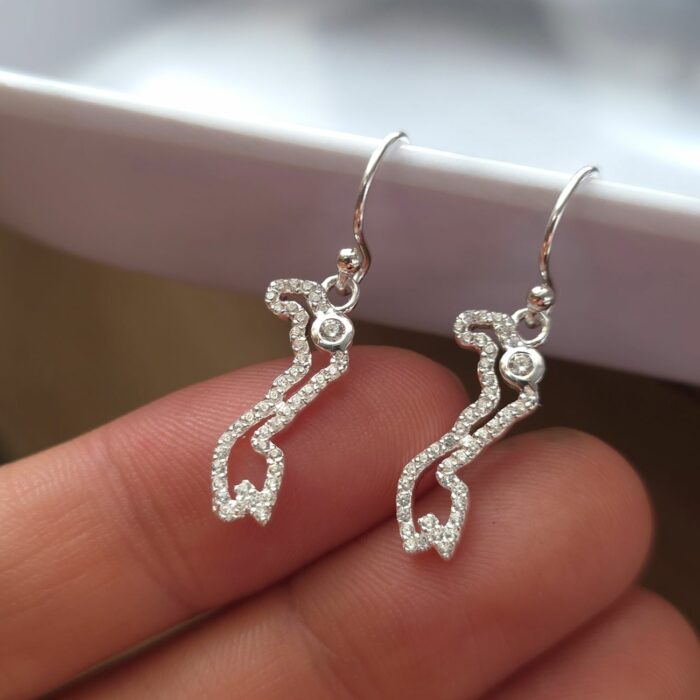Stone Set Sparkling Monaco Sterling Silver Drop Earrings - Image 2