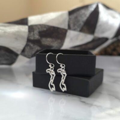 Stone Set Sparkling Monaco Sterling Silver Drop Earrings