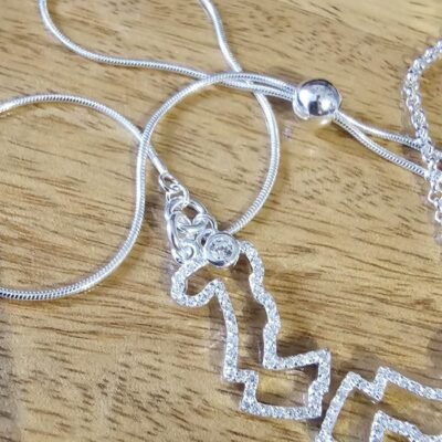 Stone Set Sparkling Singapore Drawstring Bracelet in Sterling Silver