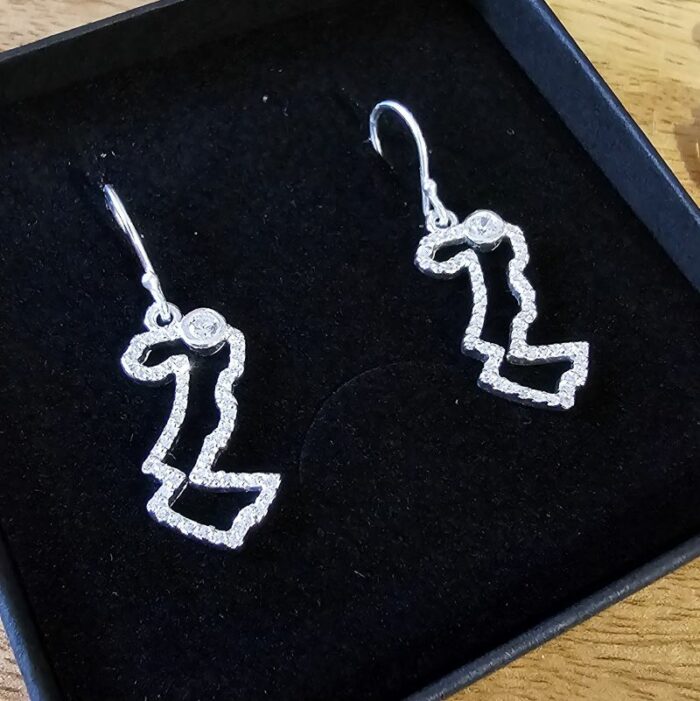 Stone Set Sparkling Singapore Sterling Silver Drop Earrings