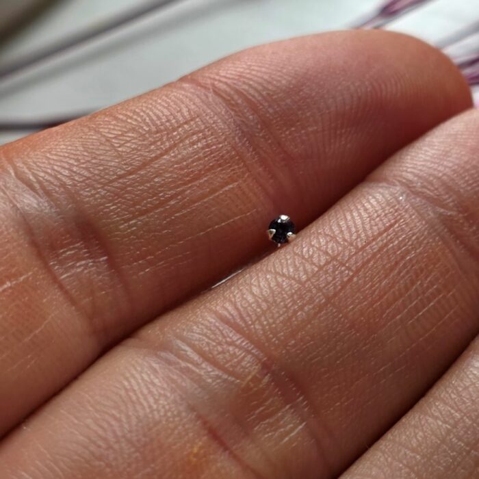 Tiny 2mm Purple Cubic Zircona Twist Nose Stud in Sterling Silver - Image 5