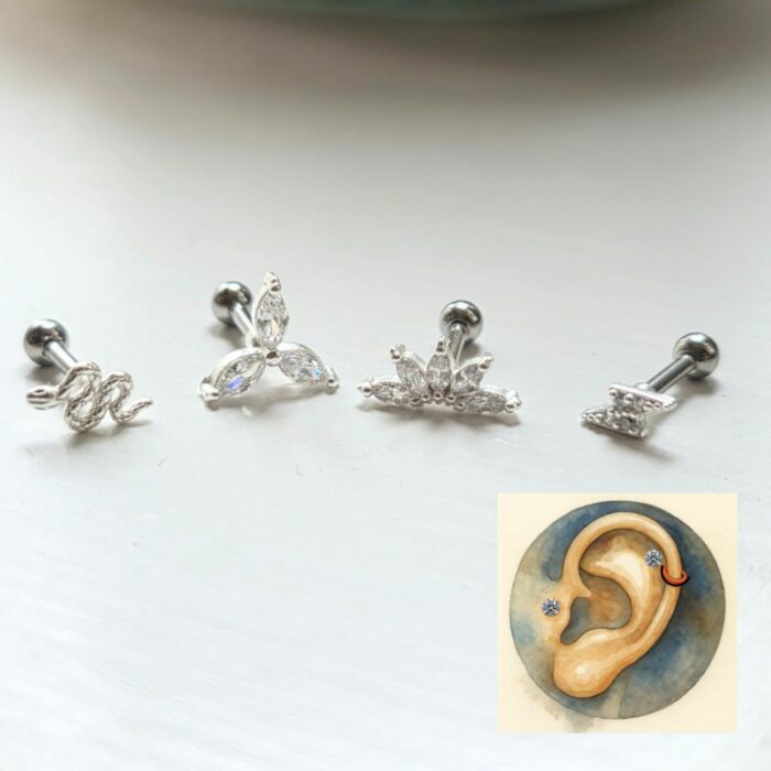 When Lightning Strikes Helix and Tragus Stud in Sterling Silver - Image 3