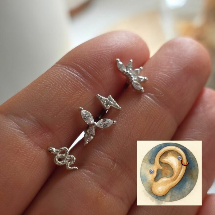 When Lightning Strikes Helix and Tragus Stud in Sterling Silver - Image 2