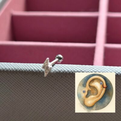 When Lightning Strikes Helix and Tragus Stud in Sterling Silver