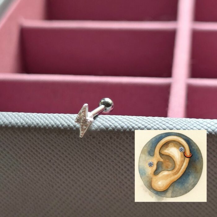 When Lightning Strikes Helix and Tragus Stud in Sterling Silver