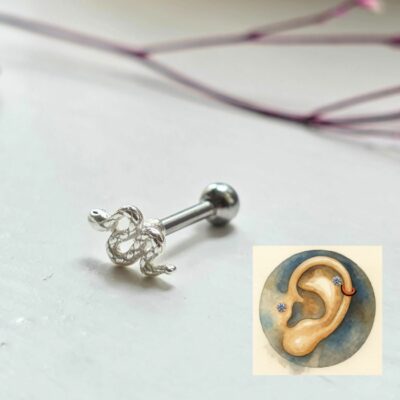 Year of the Snake Helix and Tragus Stud in Sterling Silver