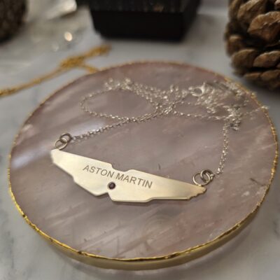 Aston Martin Wings Necklace in Sterling Silver with Red Garnet