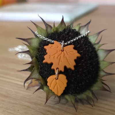 Autumn Leaves Polymer Clay Sterling Silver Necklace