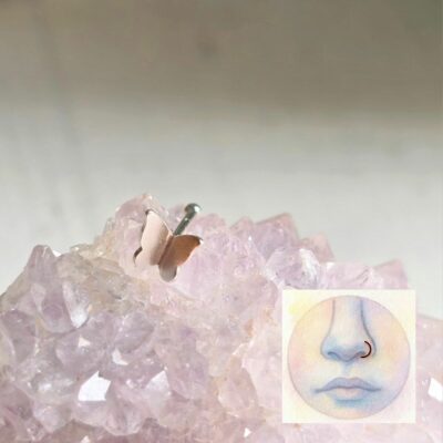 Flutterby Butterfly Push Through Sterling Silver Nose Stud