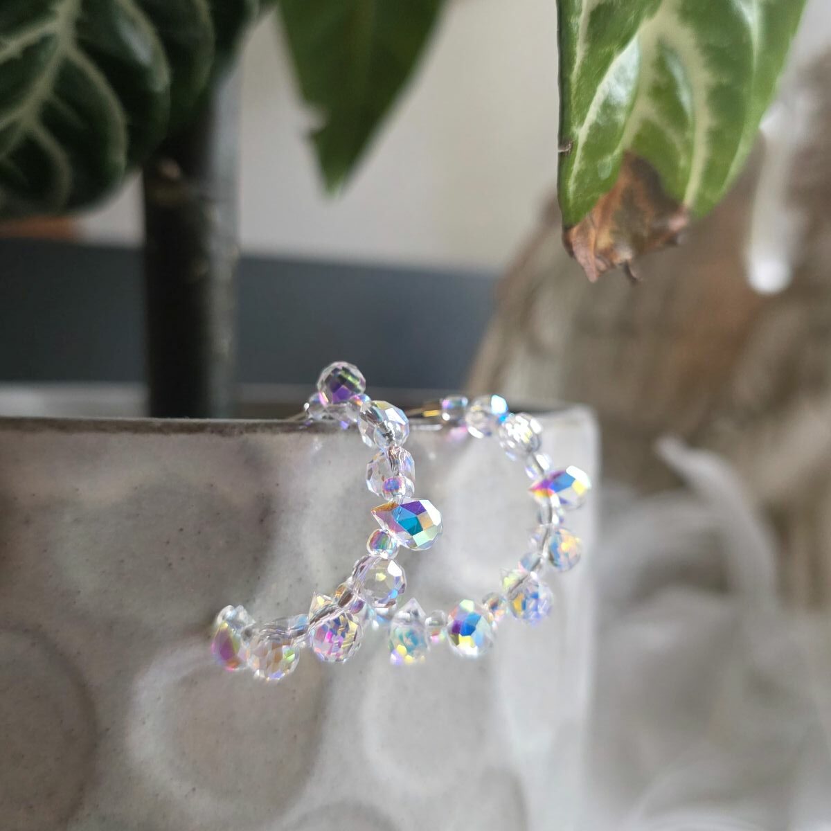 Glittering Ice Queen Hoop Earrings in Sterling Silver- 2.5cm - Image 3