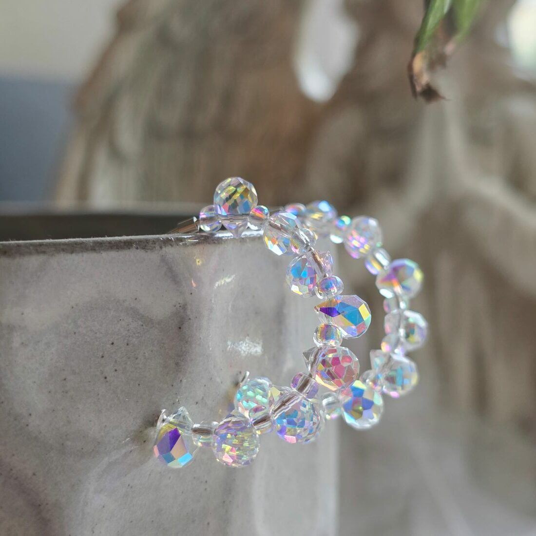 Glittering Ice Queen Hoop Earrings in Sterling Silver- 2.5cm - Image 4