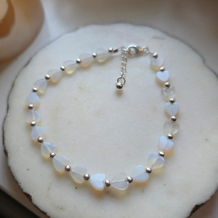 Life of a Showgirl Opalite Heart Sterling Silver Bracelet - Image 3