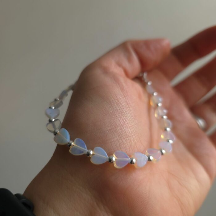 Life of a Showgirl Opalite Heart Sterling Silver Bracelet - Image 4